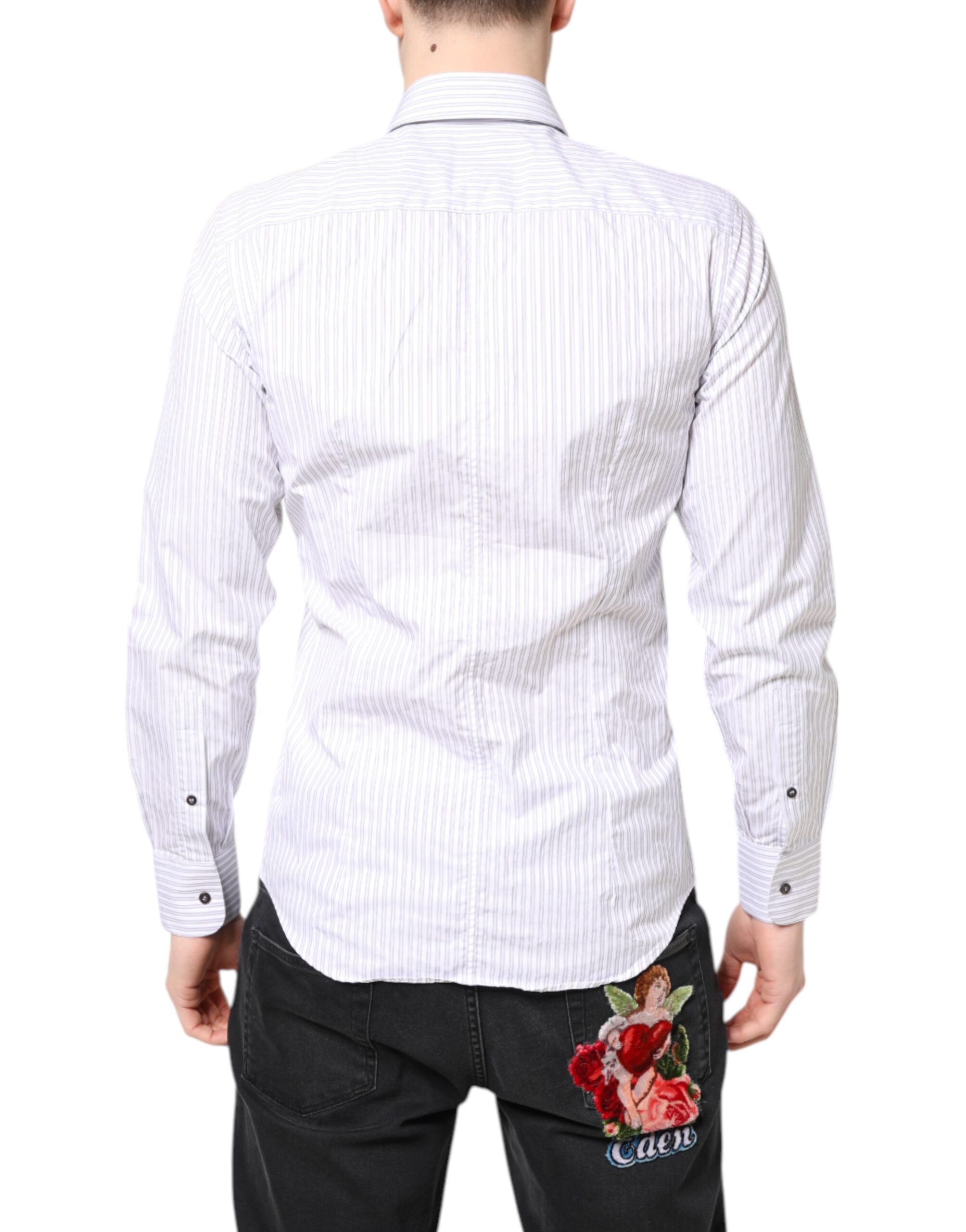Dolce & Gabbana White striped MARTINI men's cotton shirt